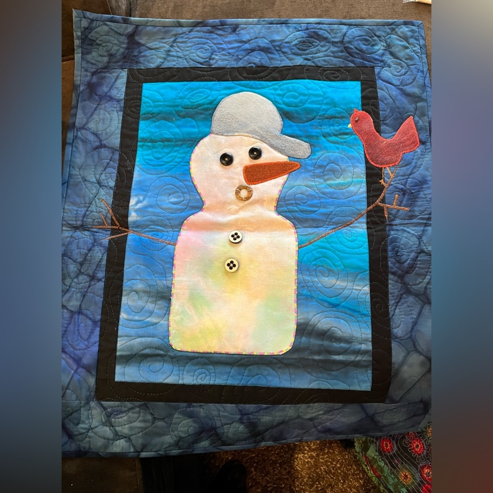Boutique: Handmade art quilt snowman wall quilt